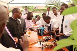 Students at a STEM project exhibition